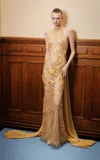 Georges Hobeika Sheer Silk-blend Halter Evening Gown In Brown