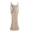 Georges Hobeika Silk-blend Embellished Gown In Brown
