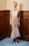 Georges Hobeika Silk-blend Tulle Halter Dress In Brown