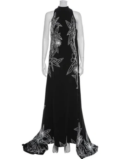 Pre-owned Georges Hobeika Silk Long Dress In Black