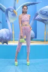 Shop Georges Hobeika Sleeveless Beaded Tulle Top And Pants In Pink