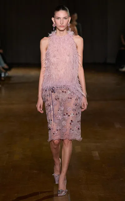 Georges Hobeika Sleeveless Feathered Top In White