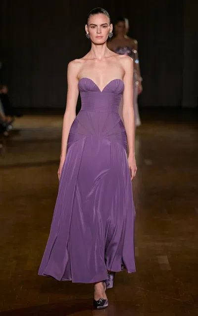 Georges Hobeika Sleeveless Pleated Maxi Dress In Purple