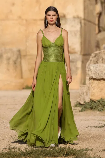 Georges Hobeika Sleeveless Woven Dress With Shawls In Multi