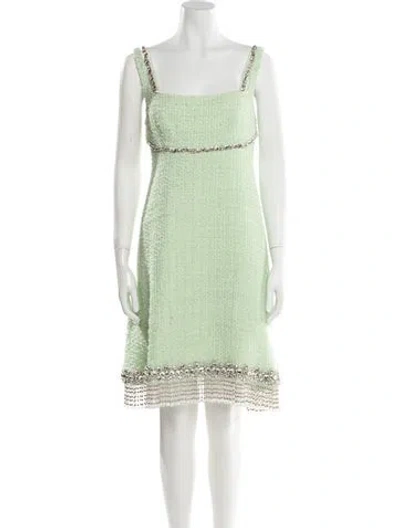 Pre-owned Georges Hobeika Square Neckline Mini Dress In Green