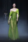 GEORGES HOBEIKA STRAPLESS BEADED TULLE GOWN WITH GEORGETTE PANELS