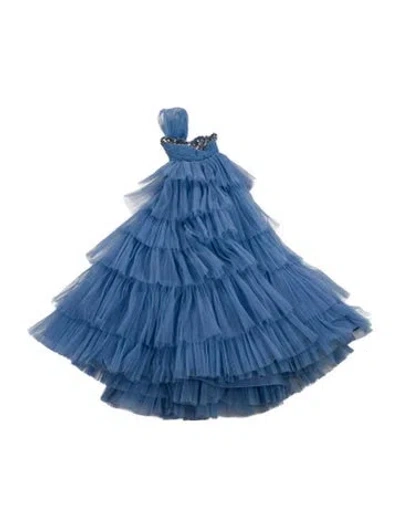 Pre-owned Georges Hobeika Strapless Long Dress In Blue