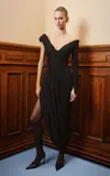 Georges Hobeika Structured Silk-blend Asymmetric Evening Gown In Black