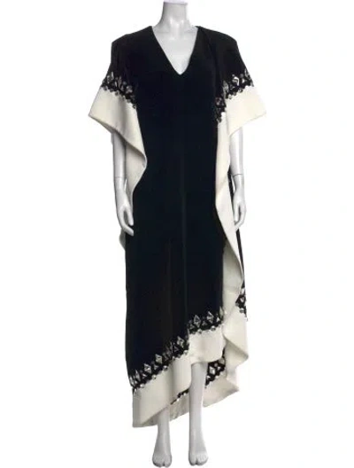 Pre-owned Georges Hobeika V-neck Long Dress In Black