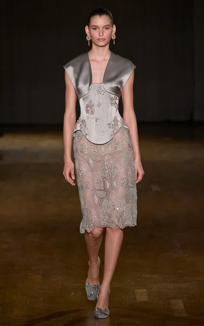 Georges Hobeika Wide Sleeve Embellished Top In Gold