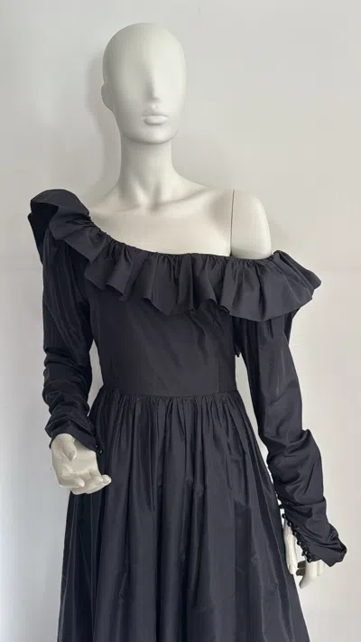 Pre-owned Georges Rech 1980s Black Silk Dress