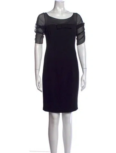 Pre-owned Georges Rech Bateau Neckline Knee-length Dress In Black