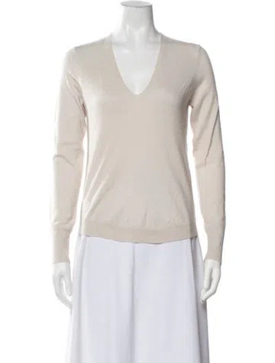 Pre-owned Georges Rech Cashmere V-neck Sweater In Neutral