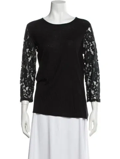 Pre-owned Georges Rech Crew Neck Three-quarter Sleeve Top In Black