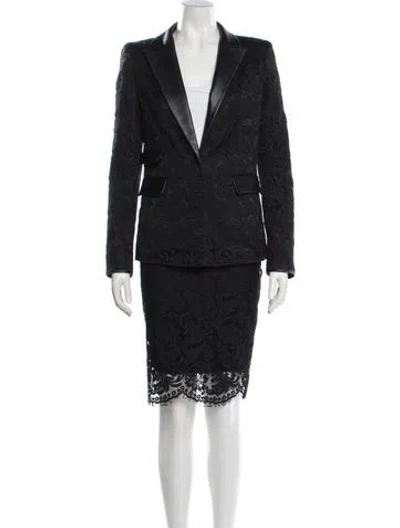 Pre-owned Georges Rech Lace Pattern Skirt Suit In Black