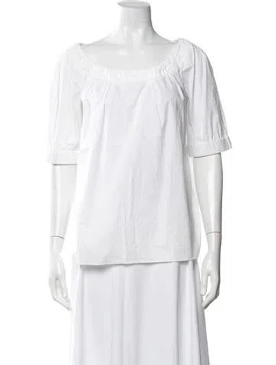 Pre-owned Georges Rech Off-the-shoulder Short Sleeve Top In White