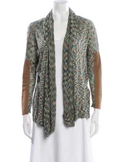 Pre-owned Georges Rech Patterned Open Front Sweater In White