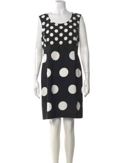 Pre-owned Georges Rech Polka Dot Print Knee-length Dress In Black