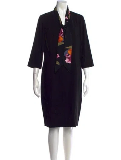 Pre-owned Georges Rech Printed Knee-length Dress In Black