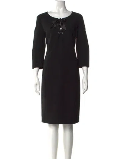 Pre-owned Georges Rech Scoop Neck Midi Length Dress In Black