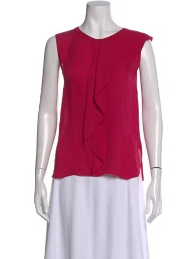 Pre-owned Georges Rech Silk Crew Neck Top In Pink