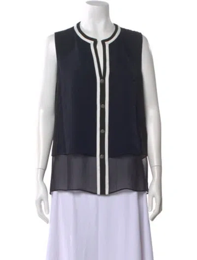 Pre-owned Georges Rech Silk Sleeveless Top In Blue