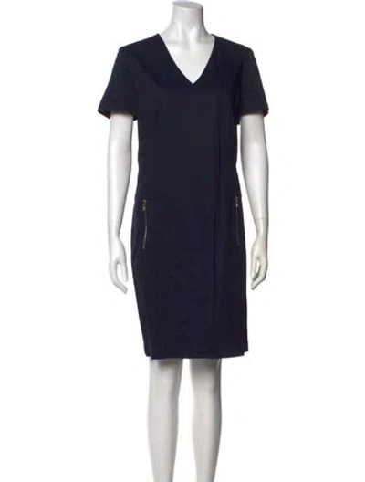 Pre-owned Georges Rech V-neck Knee-length Dress In Blue