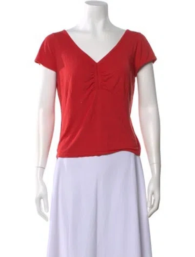 Pre-owned Georges Rech V-neck Short Sleeve T-shirt In Red