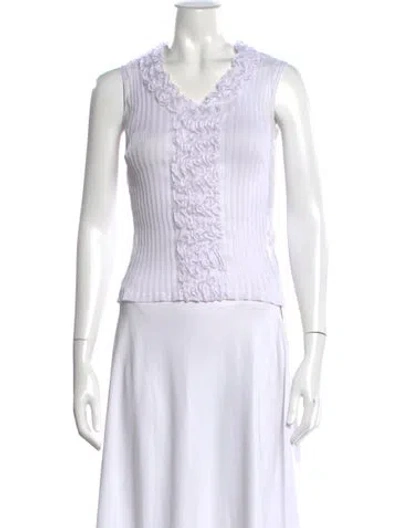 Pre-owned Georges Rech V-neck Sleeveless Top In White