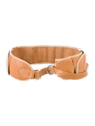 Pre-owned Georges Rech Wide Leather Waist Belt In Brown