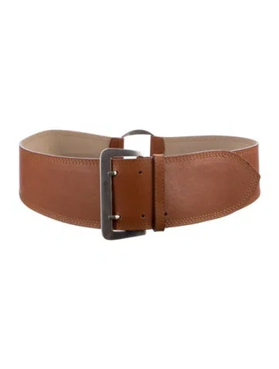 Pre-owned Georges Rech Wide Leather Waist Belt In Neutral
