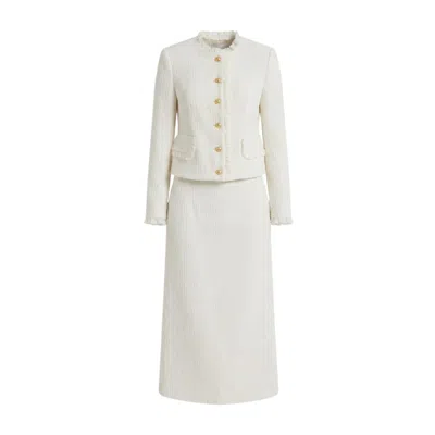Georgette White Ivory Tweed Skirt Suit