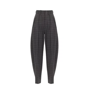 Georgette Women's Black Charcoal Grid Tailored Trousers