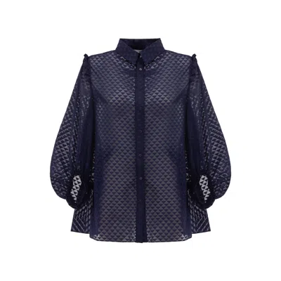 Georgette Women's Blue Deep Navy Veil Blouse