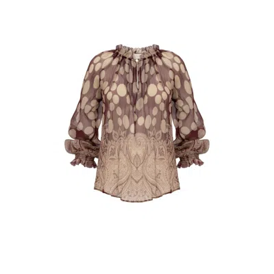 Georgette Women's Brown Luna Sheer Blouse