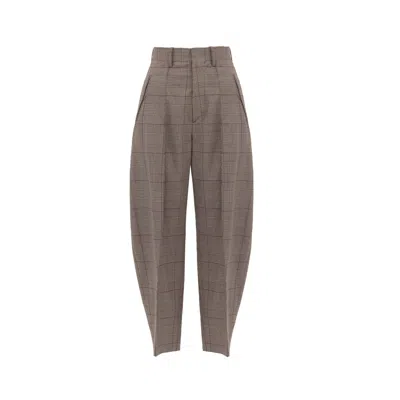 Georgette Women's Brown Taupe Plaid Tailored Trousers