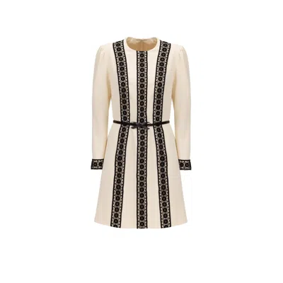 Georgette Women's Neutrals Cream Lace Mini Dress In White