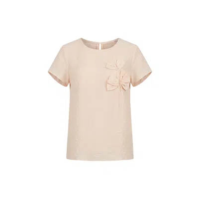 Georgette Women's Neutrals Powder Peach Bow Detail Top