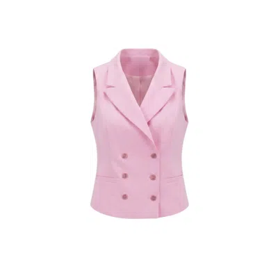 Georgette Women's Peony Pink Buttoned Vest