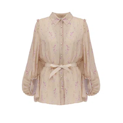 Georgette Women's Petal Veil Blouse In Neutral