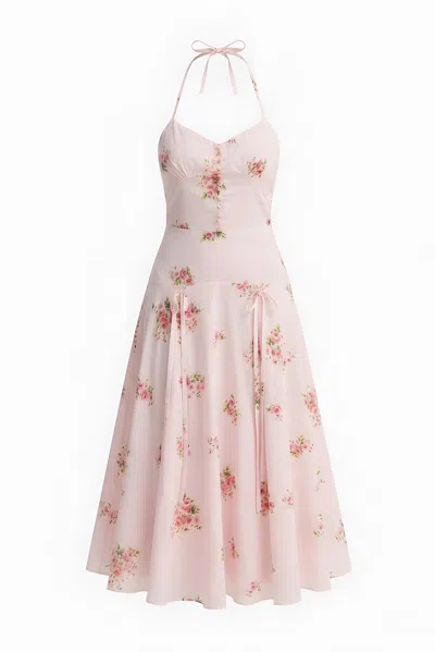 Georgette Women's Pink Rosalie Floral Halter Midi Dress