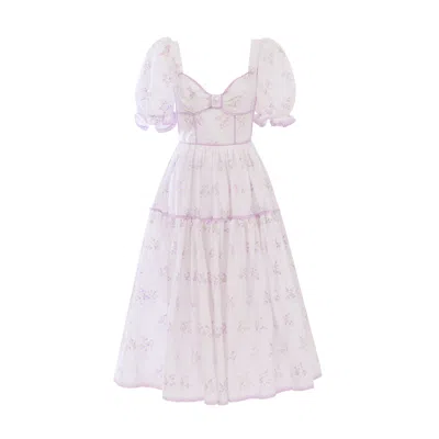 Georgette Women's Purple Romantic Floral Midi Dress