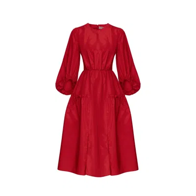 Georgette Women's Red Grace Dress With Cut-out Sleeve