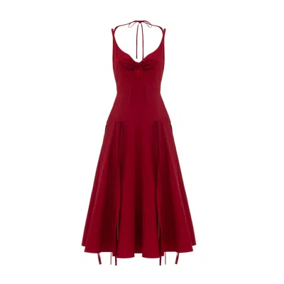 Georgette Women's Scarlet Red Midi Dress