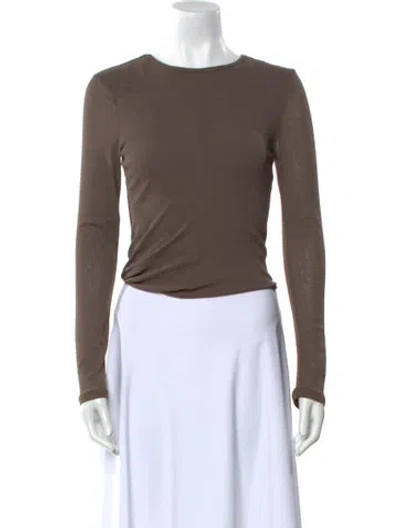 Pre-owned Georgia Alice Bateau Neckline Long Sleeve Top In Brown