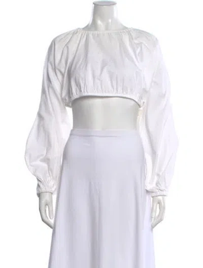 Pre-owned Georgia Alice Crew Neck Long Sleeve Crop Top In White