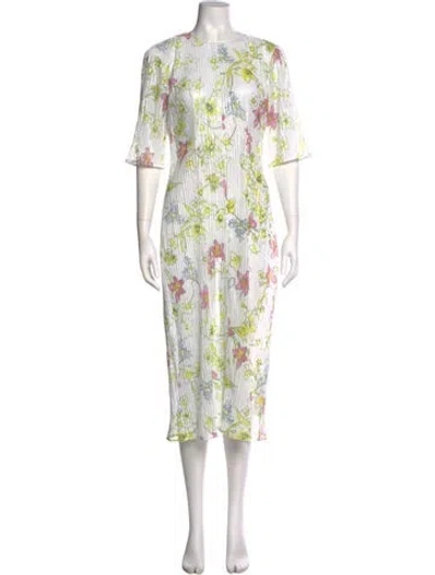 Pre-owned Georgia Alice Floral Print Long Dress In White