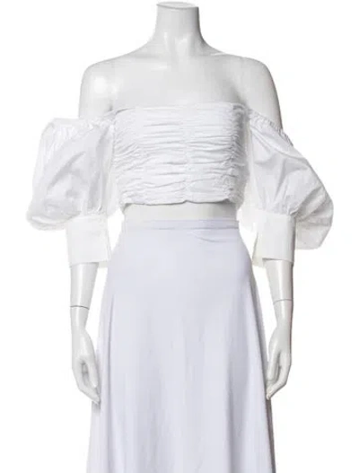 Pre-owned Georgia Alice Off-the-shoulder Long Sleeve Crop Top In White