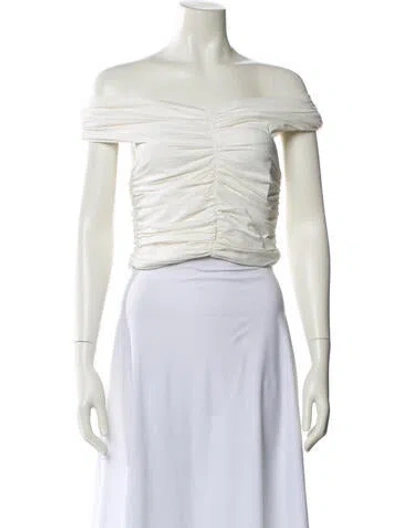 Pre-owned Georgia Alice Off-the-shoulder Short Sleeve Crop Top W/ Tags In White