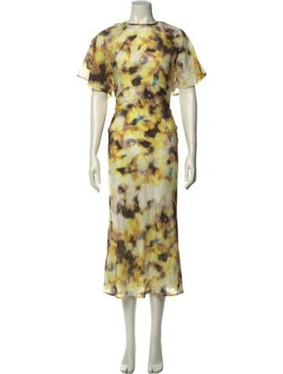 Pre-owned Georgia Alice Printed Long Dress In Yellow
